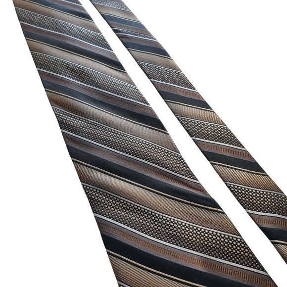Vintage Striped Men Necktie Platinum Designs Brown Black Office Work Accessory - Picture 2 of 5